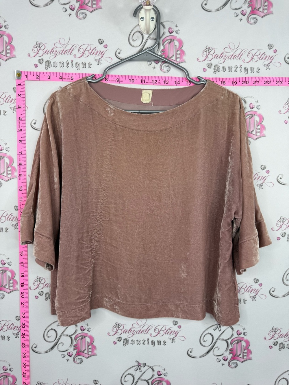 GAP shirt top Velvet Boxy Short Sleeve Top - Mauve